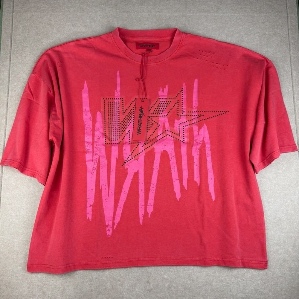 Wrath Boy Shirt Mens L Red Boxy Fit Skull Graphic Dont Get Mad Streetwear Tee